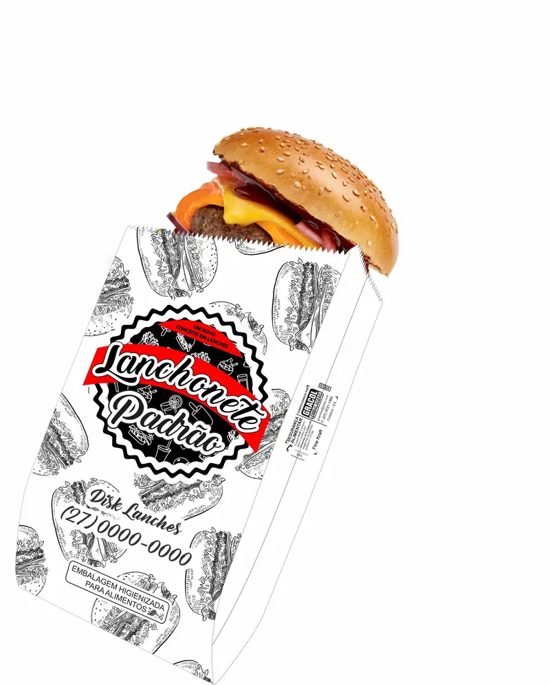 Saco para lanche em papel monolúcido branco